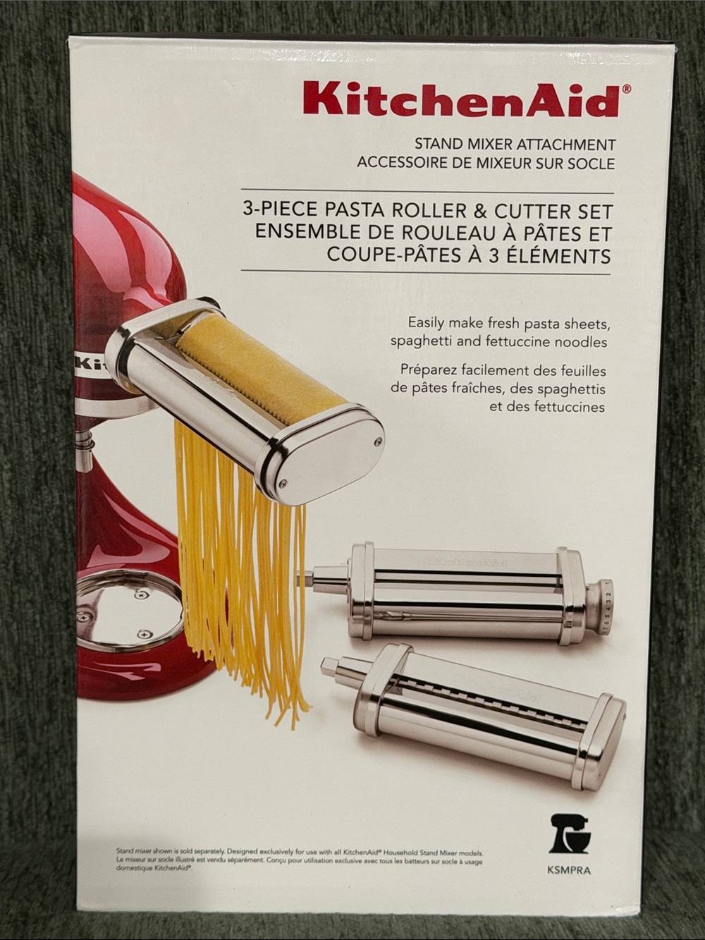 KitchenAid Stand Mixer Attachment 3-Piece Pasta Roller and Cutter Set KSMPRA NEW